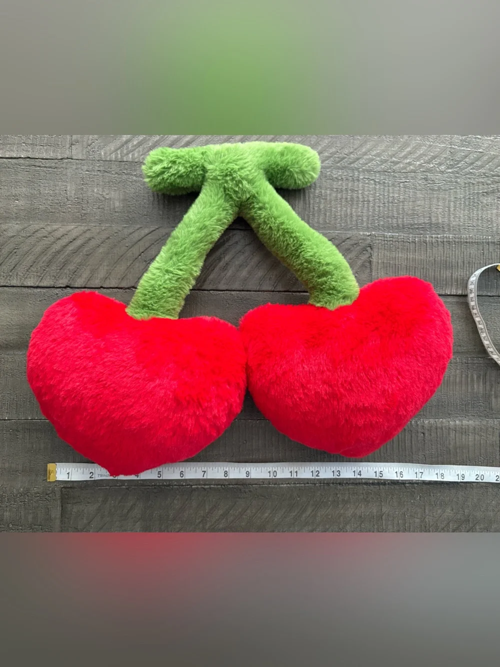 Plush Cherry Pillow Duo in Bright Red and Green